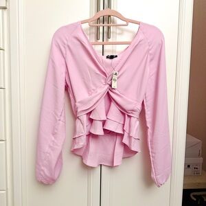 Express Pink Ruffled Blouse